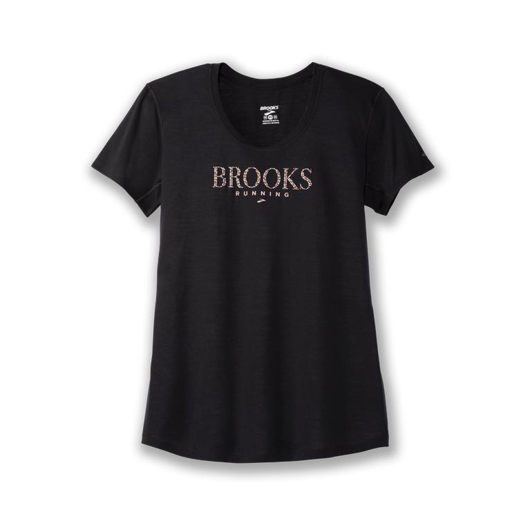 Brooks Distance Graphic tee Short Sleeve Running Shirt - Women's - Black/Black (39751-CQNM)